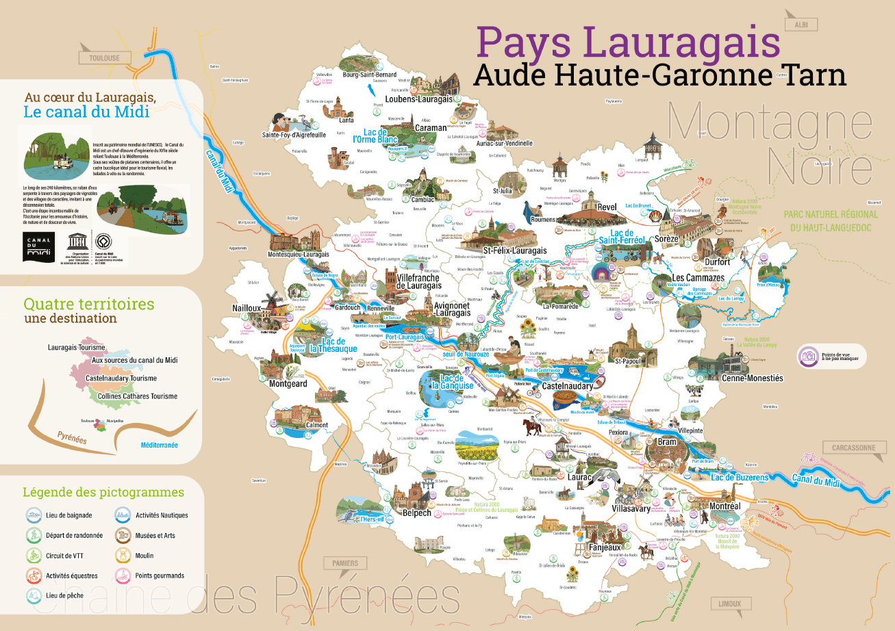 Carte touristique du Pays Lauragais 2026